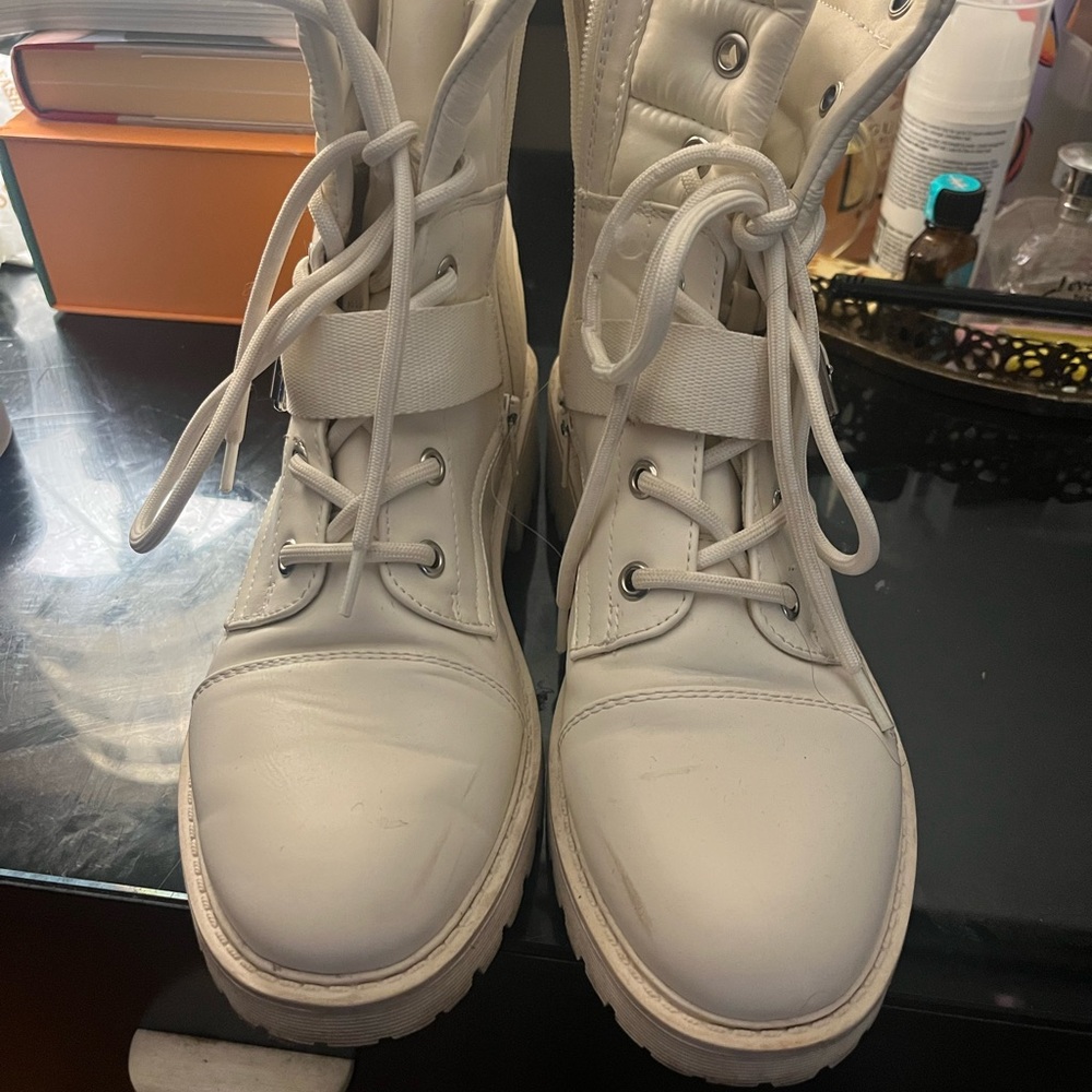 GBG Los Angeles White Combat Boots